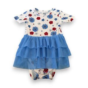Dream Big Little Co Freedom Blooms Tutu Bodysuit Dress 12-18 Months July 4th